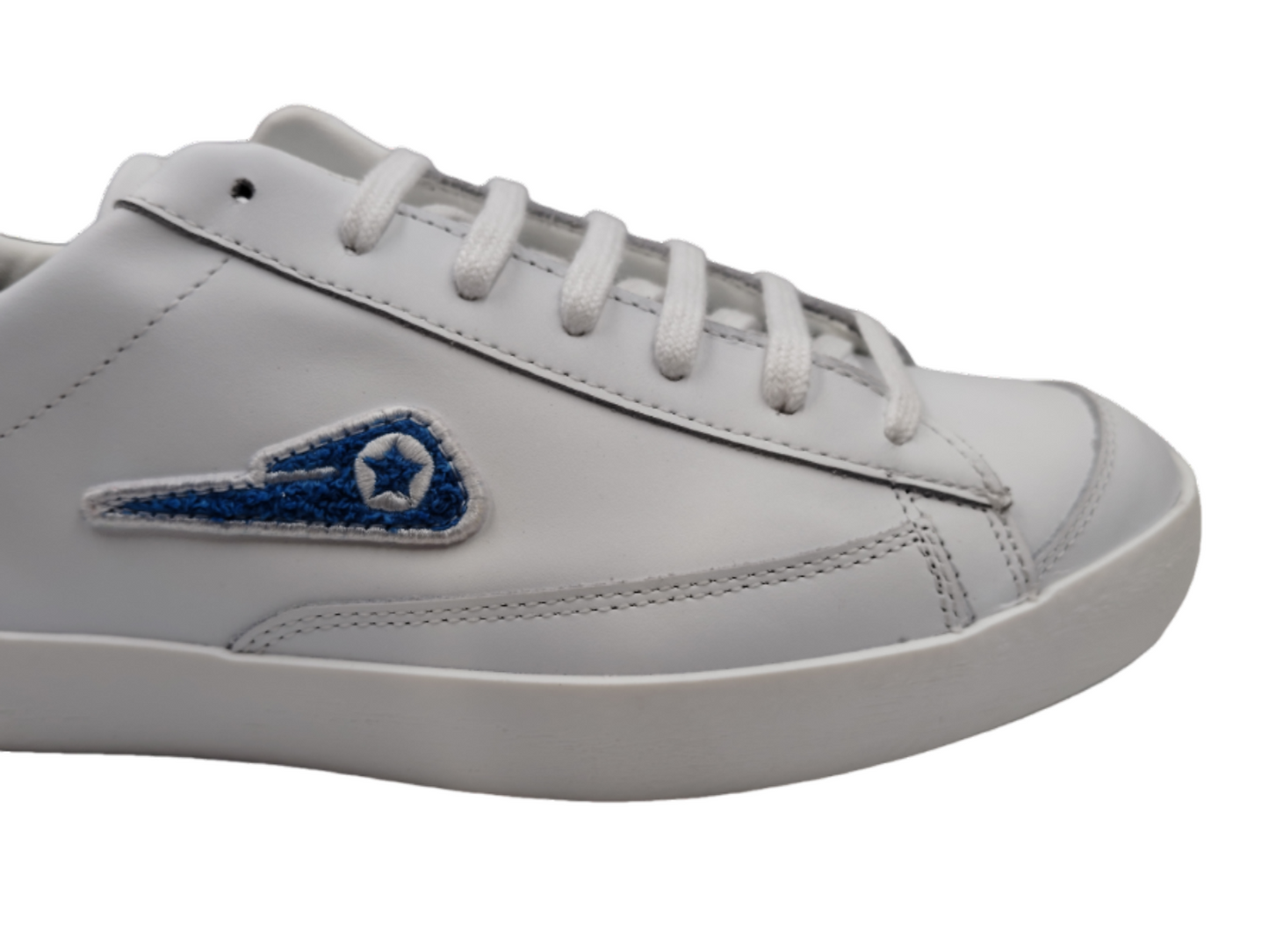 Zapatillas Ilusion Infinita piel blanco logo azul C11881