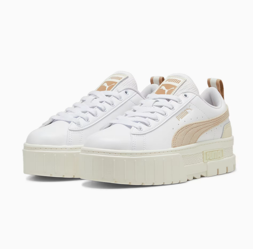 Zapatillas Puma Mayze Lth blanco beige mujer C11261