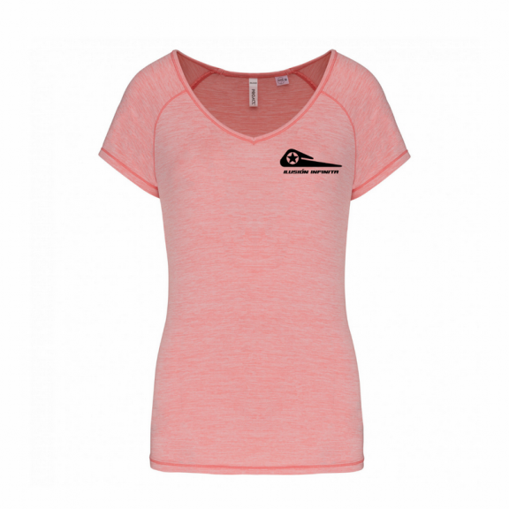 Camiseta Deportiva cuello en V manga corta Ilusión Infinita rosa mujer R12001