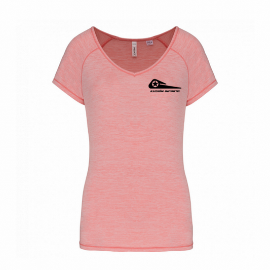 Camiseta Deportiva cuello en V manga corta Ilusión Infinita rosa mujer R12001